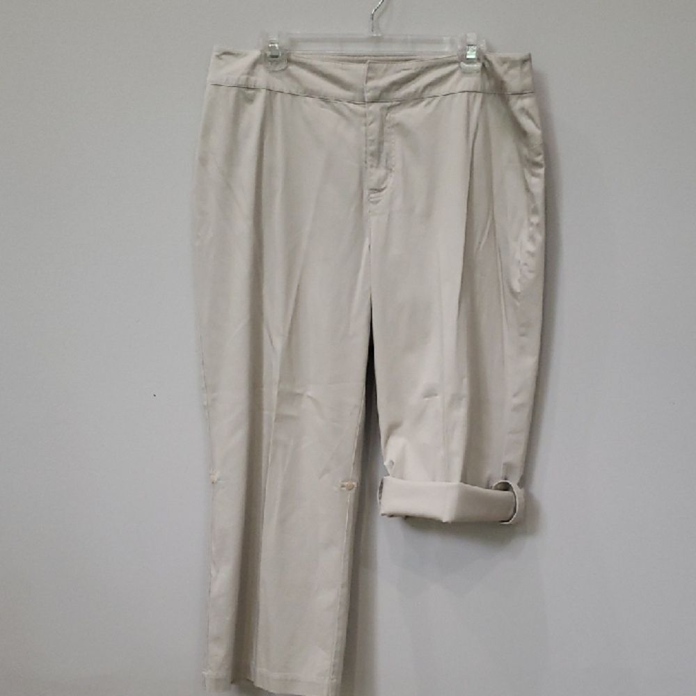 Pendleton Pant Womens 12 Roll Tab Chinos Stone Khaki Lightweight Summer Travel